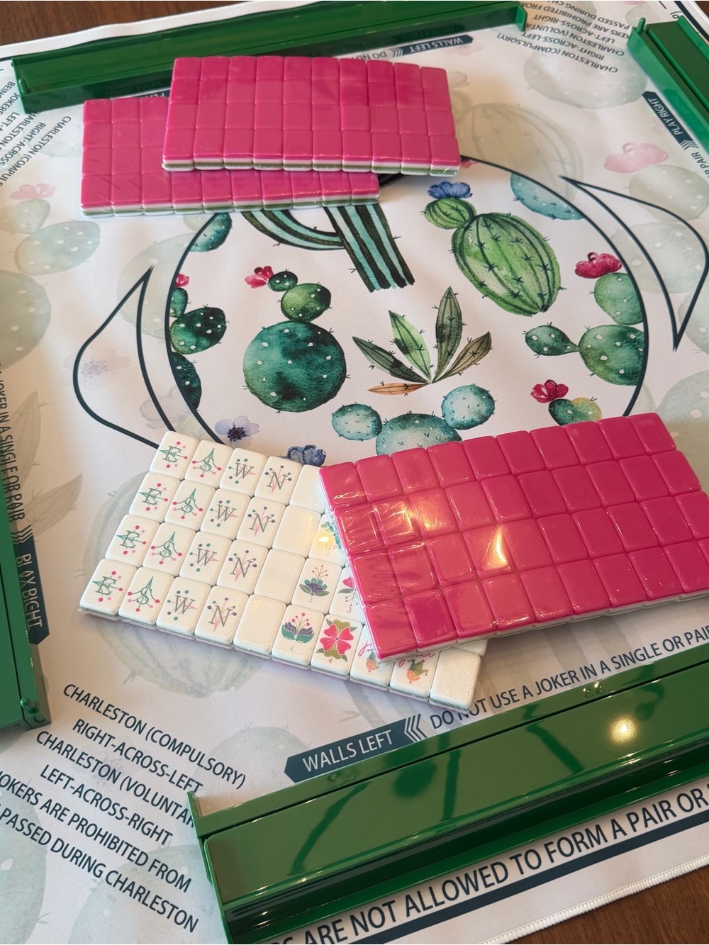 Pink and White Cactus Mahjong MAT ONLY - Picture 5 of 14